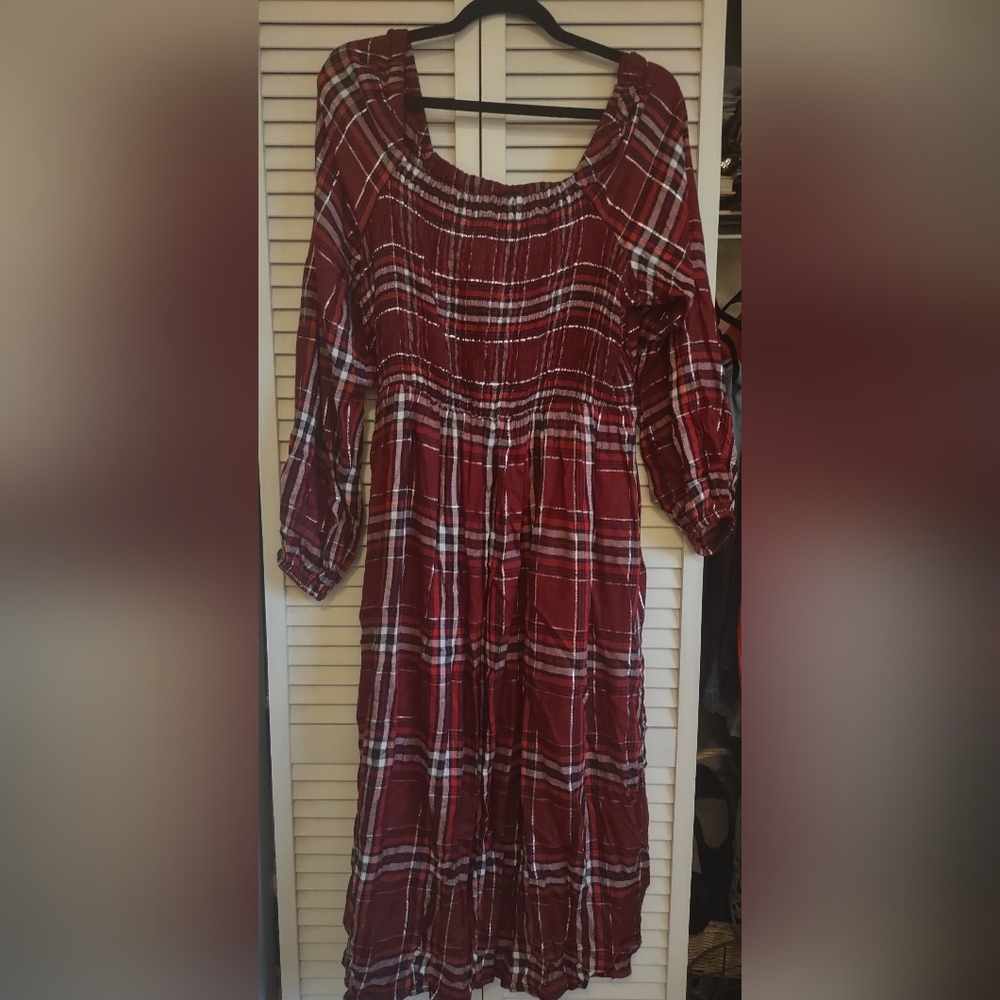 Lane Bryant Red and White Plaid Casual Dress
